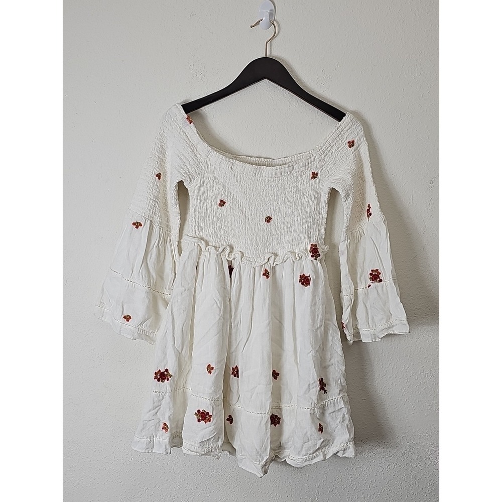 Free People‎ White Counting Daisies Off-The-Shoulder Mini Dress Size M - Picture 4 of 16